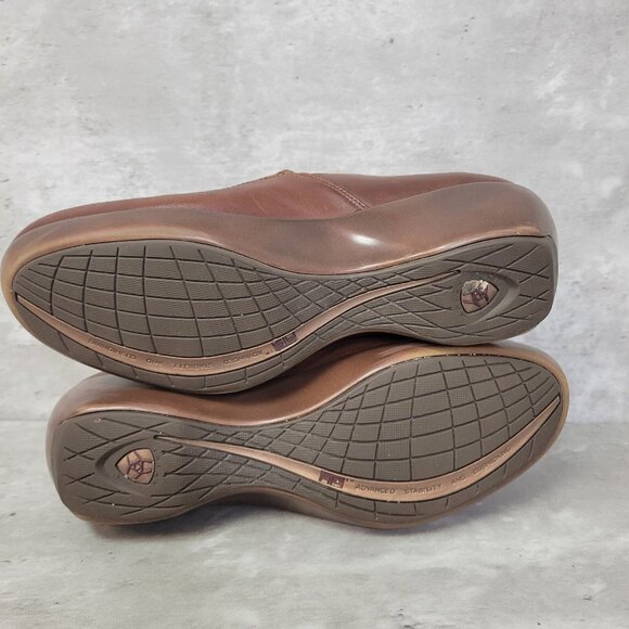 Ariat Womens Size 9.5 Clog Shoe Carmel Brown Slip On Leather Wedge - Picture 10 of 14